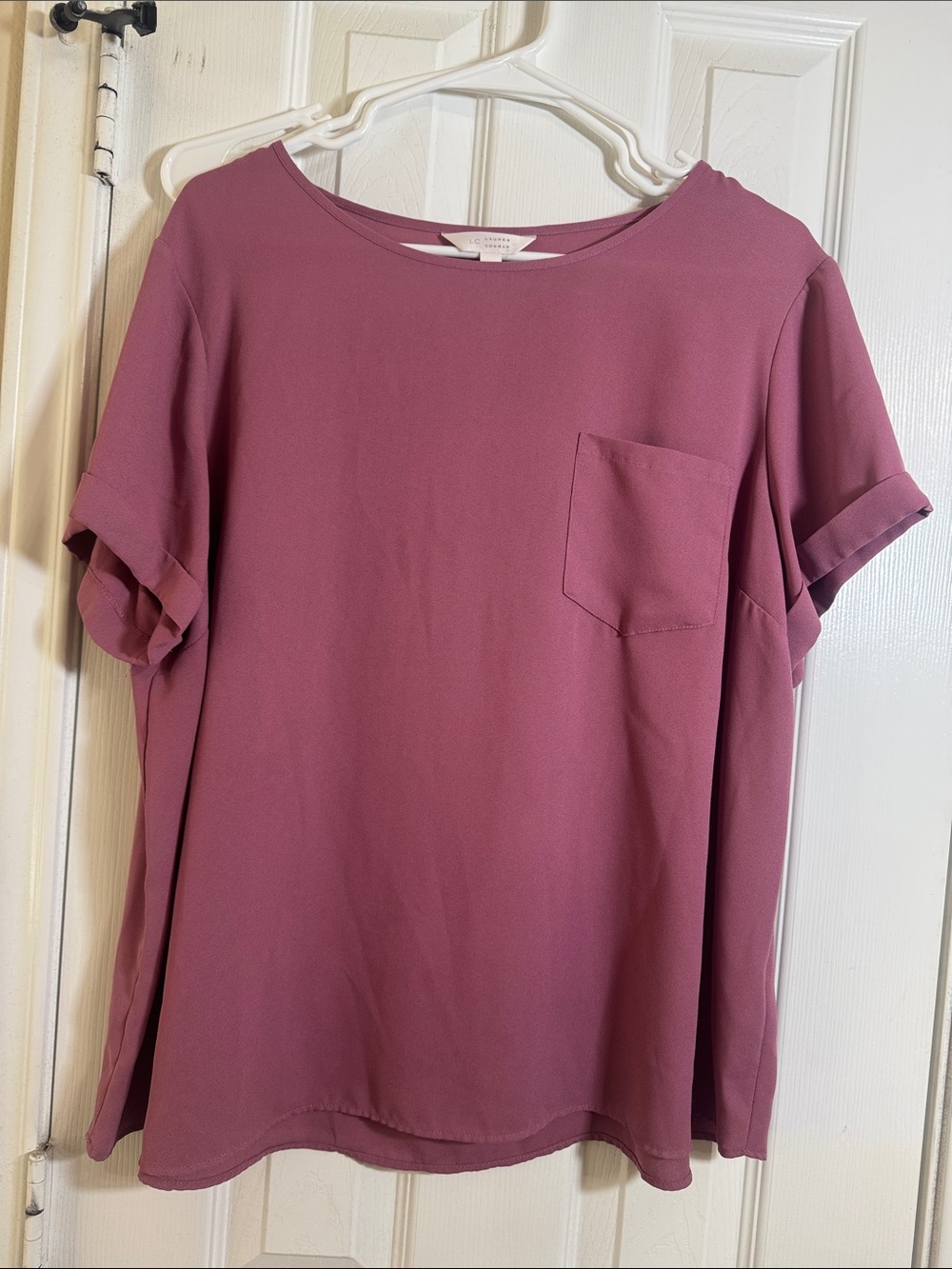 LC Lauren Conrad Mauve Short-Sleeve Crewneck Top with Pocket